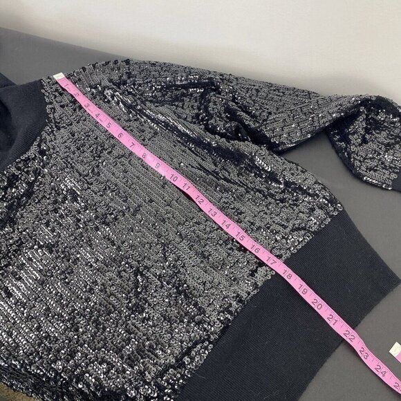 J. Crew Collection Women's Sequin Reversible Zip Up Turtleneck Sweater Size L - Picture 8 of 9